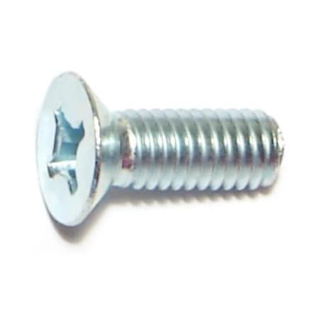 M6-1.00 X 16 Mm Phillips Flat Machine Screw, Zinc Plated Steel, 20 PK